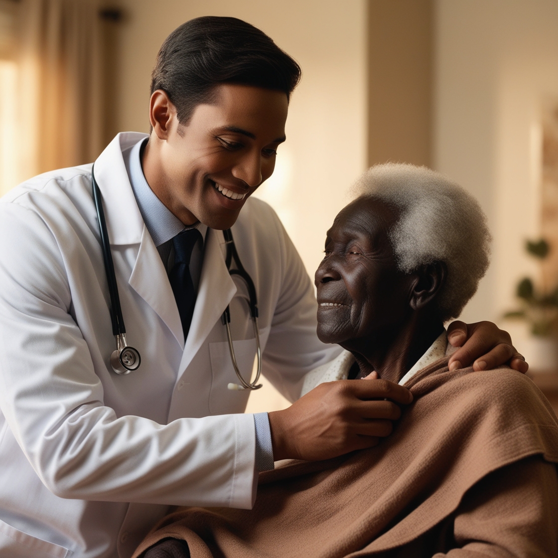 Healthcare professional with a patient in a wheelchair