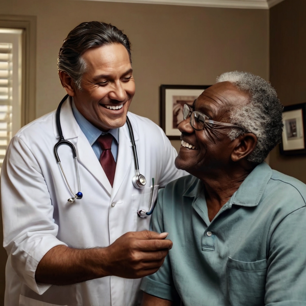 Caring doctor with a patient