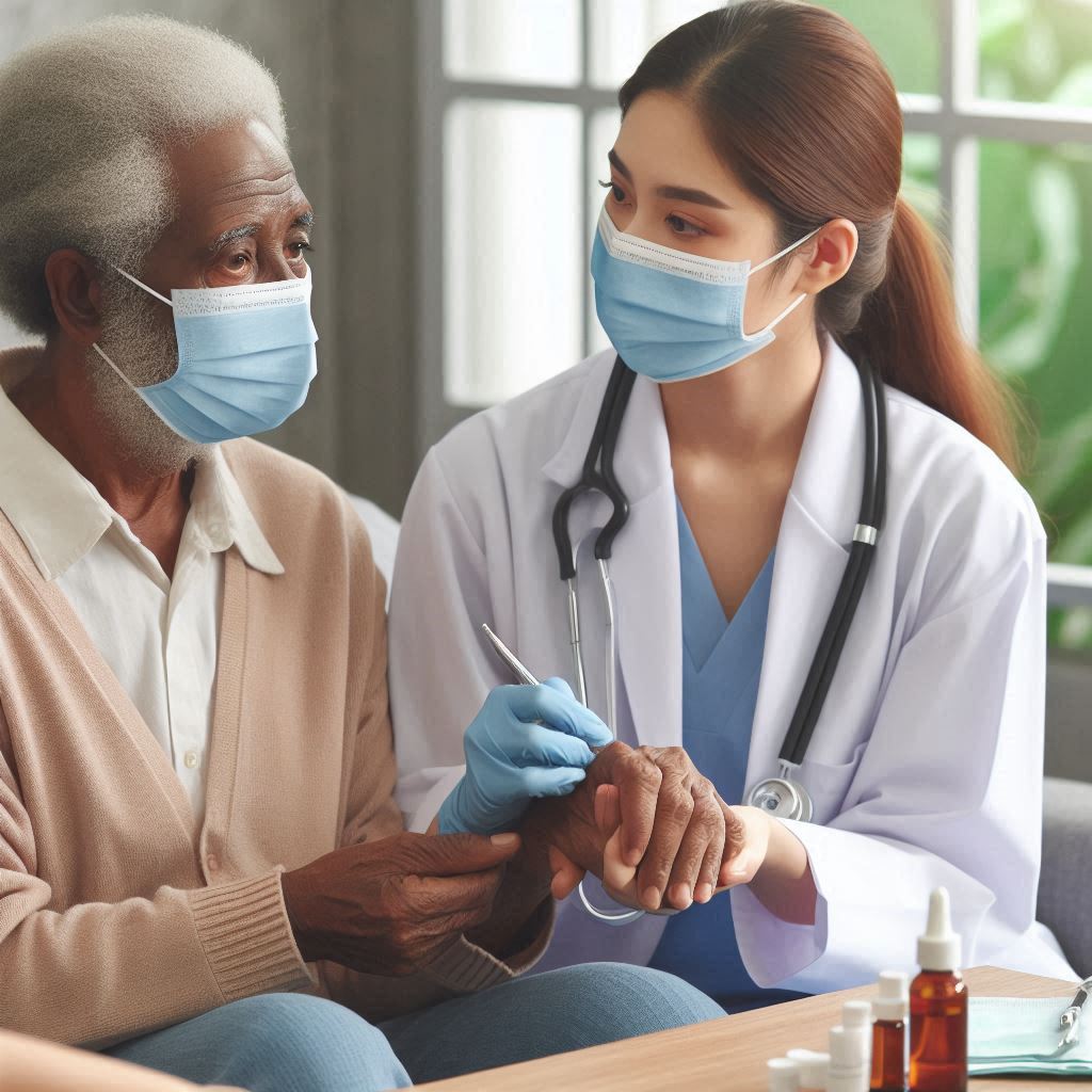 Caregiver smiling with an elderly woman